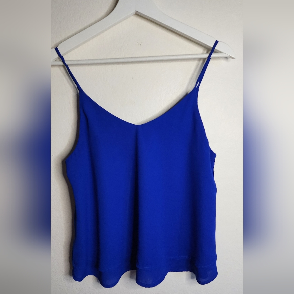 Royal Blue A'gaci v-neck cami semi-sheer